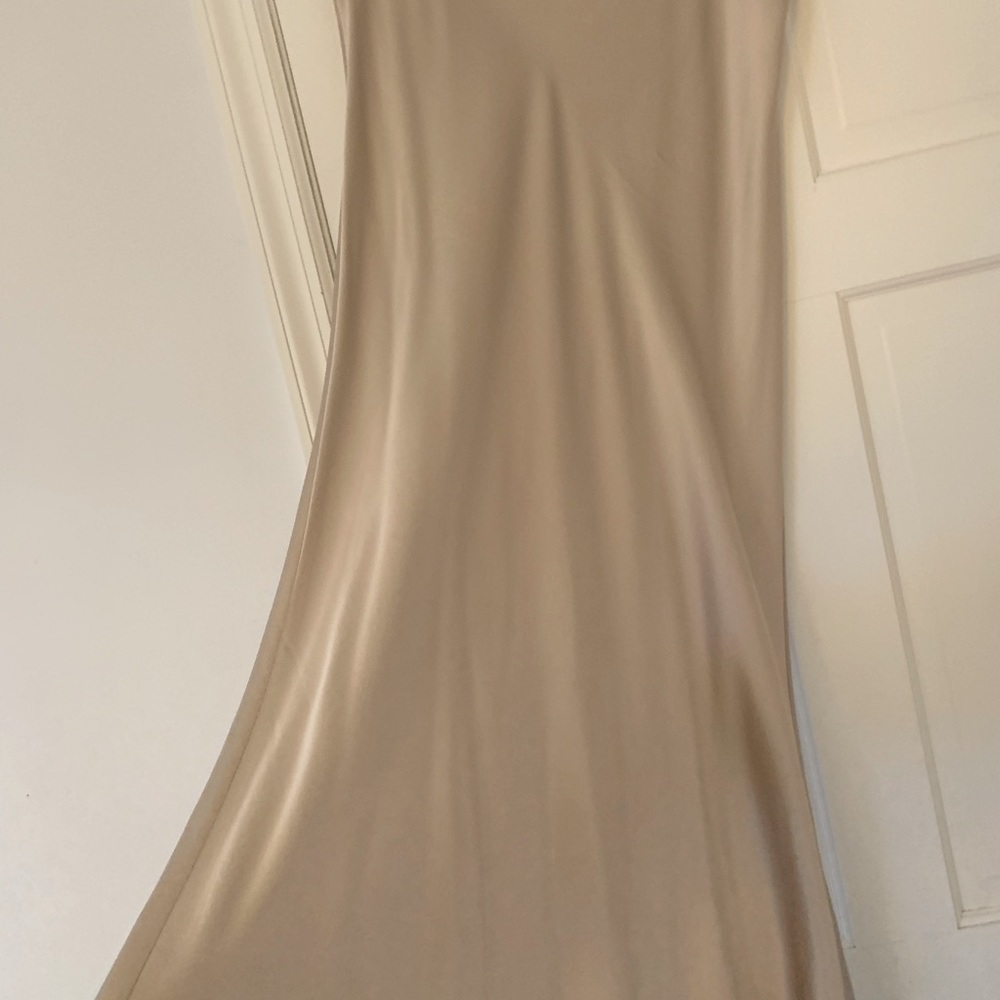 Quince washable silk midi skirt in champagne color
